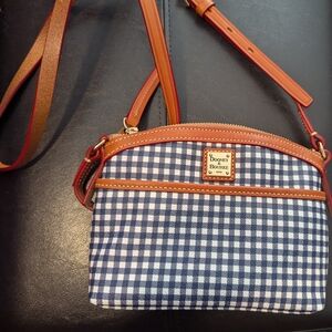 Dooney & Bourke Blue and Brown Plaid Crossbody Bag